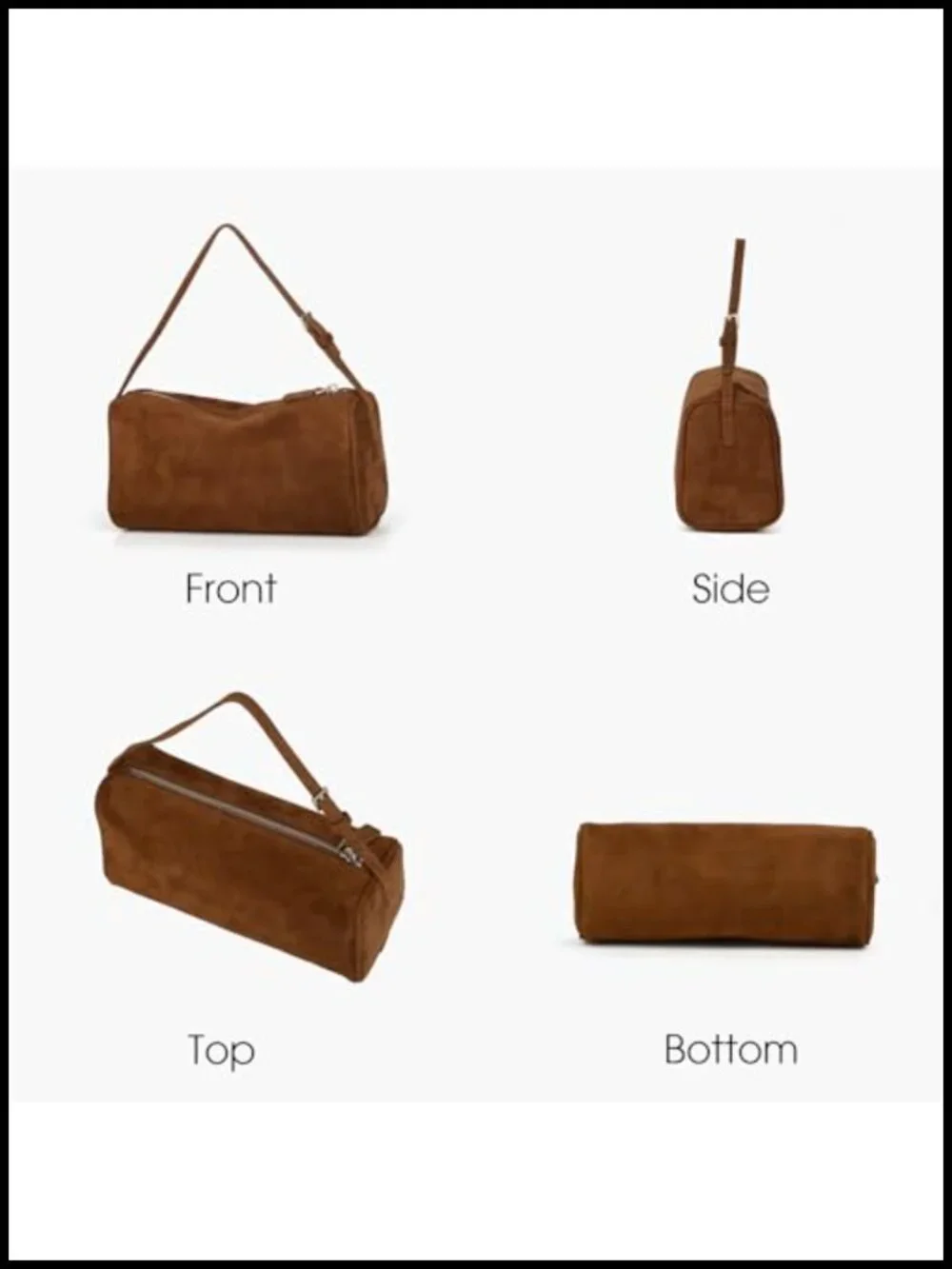 Suede Leather Crossbody Hobo Bag with Adjustable Strap